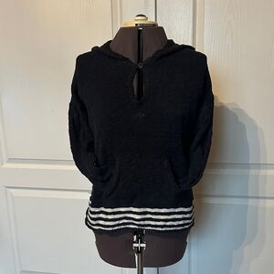 Roxy Black Hoodie with Striped Hem
